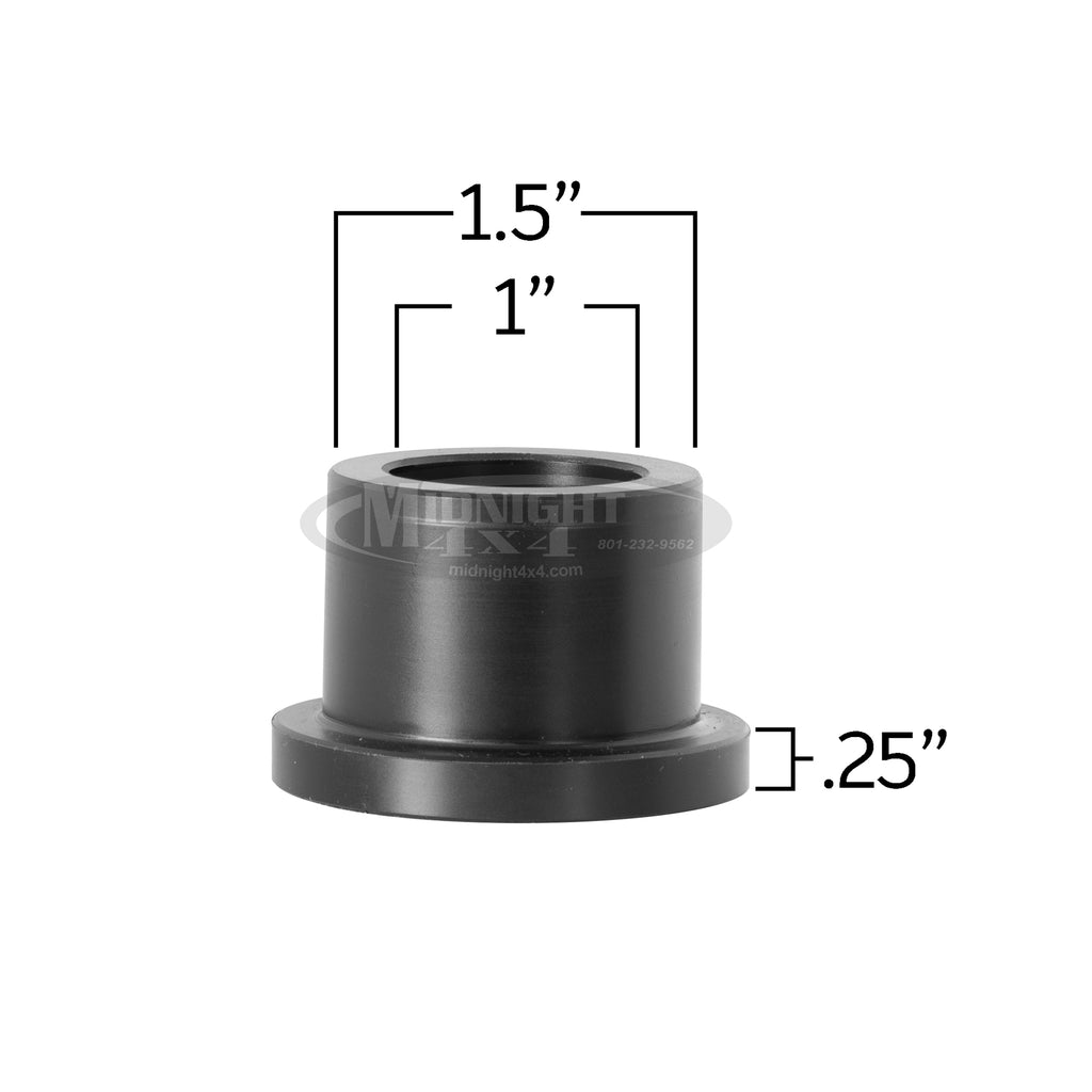 Delrin bushing with ID, OD and shoulder measurements