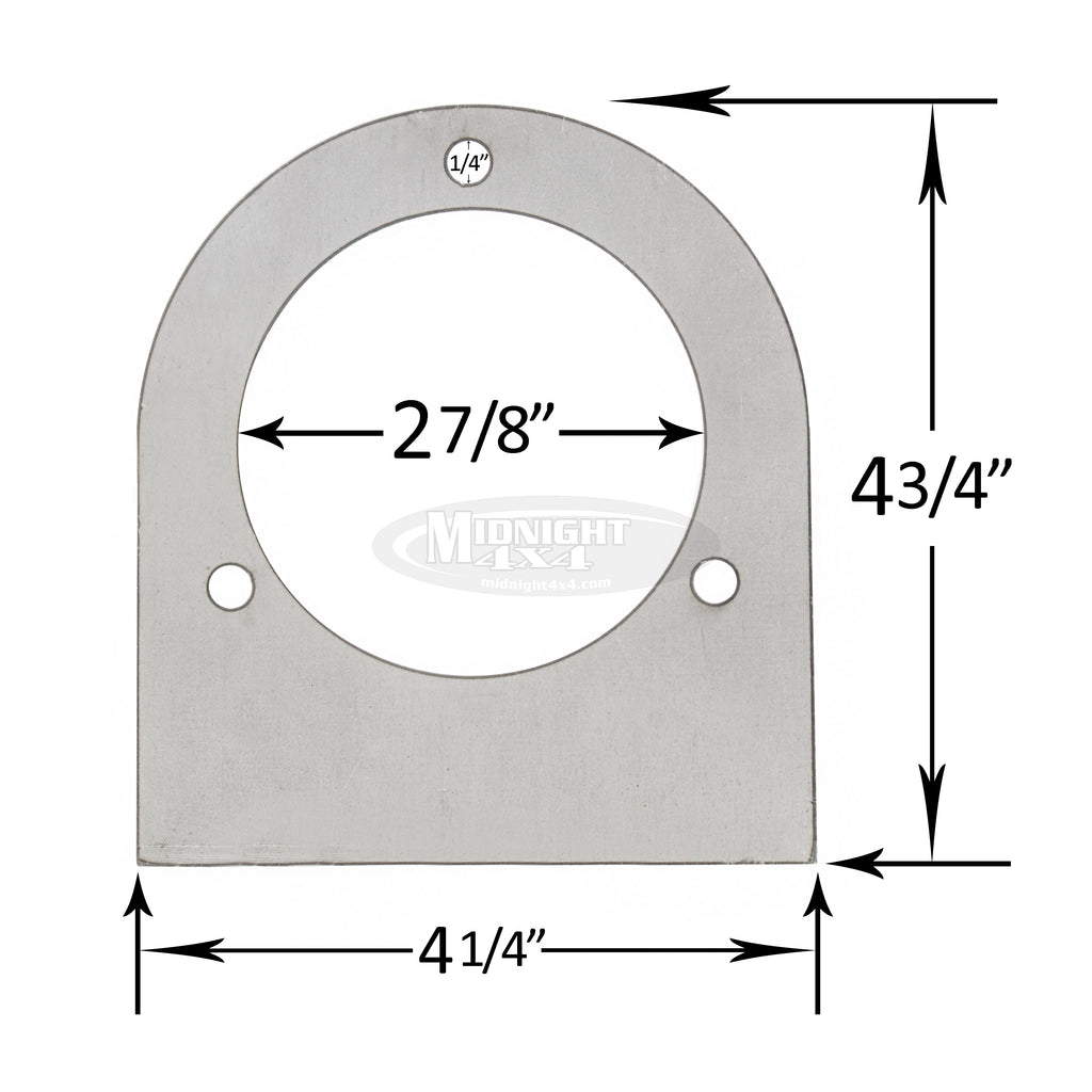 3 Hole Fuel Filler Mounting Tab, 2-7/8" ID, 1/4" Mount Holes, Midnight 4x4
