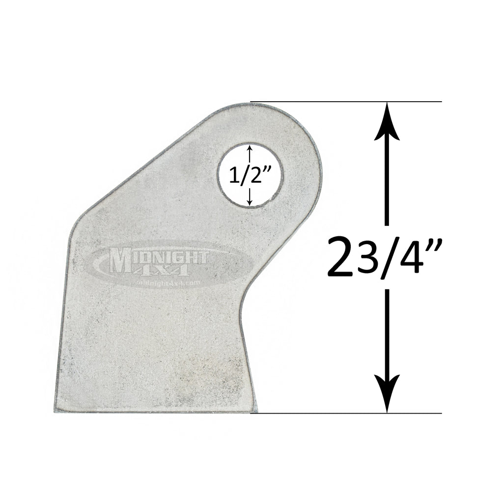 Flat Angled Shock Tab, 1/2" Mount Hole, 2-3/4" Tall, 1-3/4" Wide, Midnight 4x4