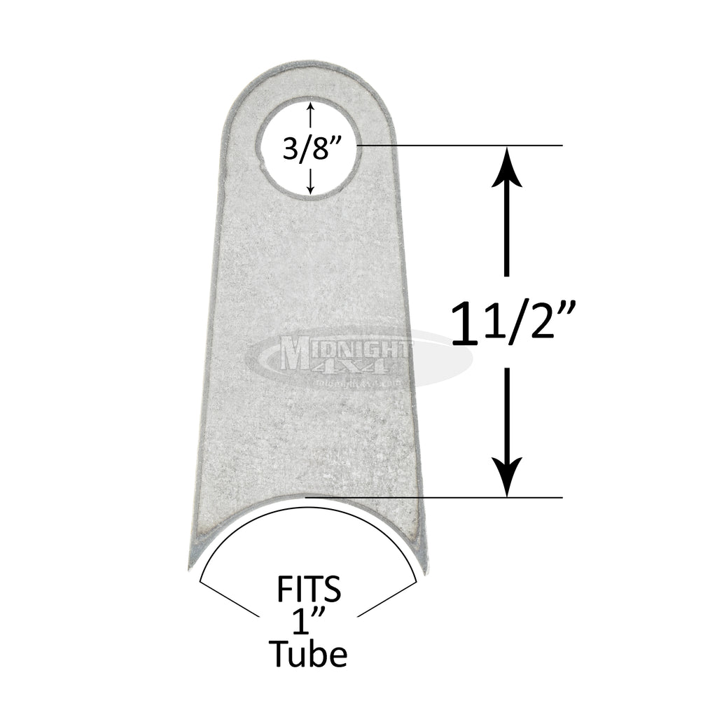 Radius mount tab, 3/8" mount hole, 1-1/2" long, fits 1" tube, Midnight 4x4