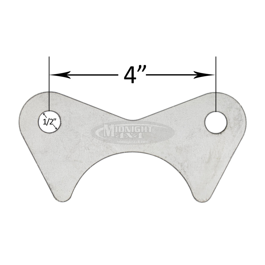 Dual shock mount tab, Axle mount, 3" tube, Midnight 4x4