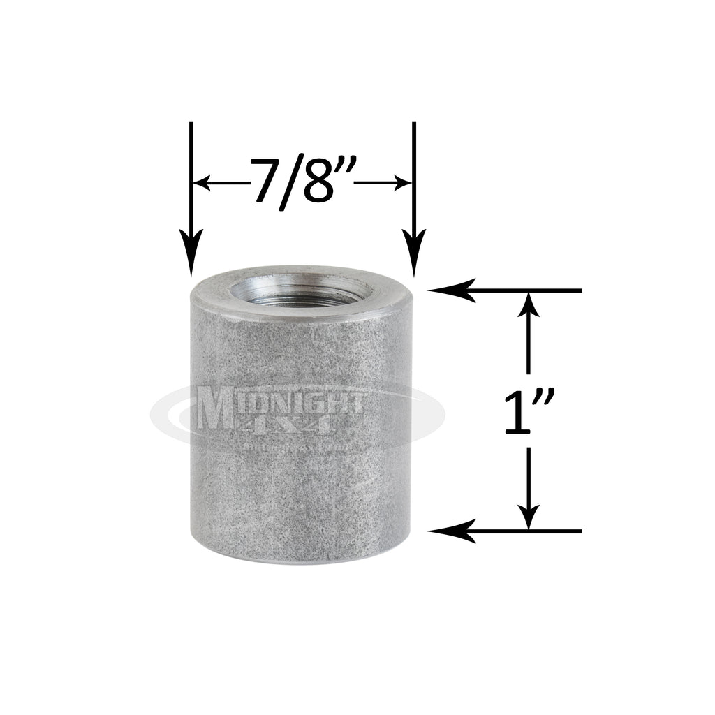 Universal Threaded Bushing, Fits 1/2" Bolt, 7/8" OD, 1" Tall, Midnight 4x4