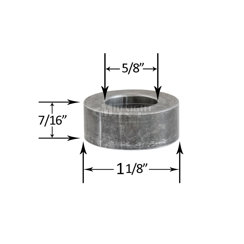 Round Spacer, 5/8" Mount hole, 7/16" width, 1-1/8" outer diameter, Midnight 4x4