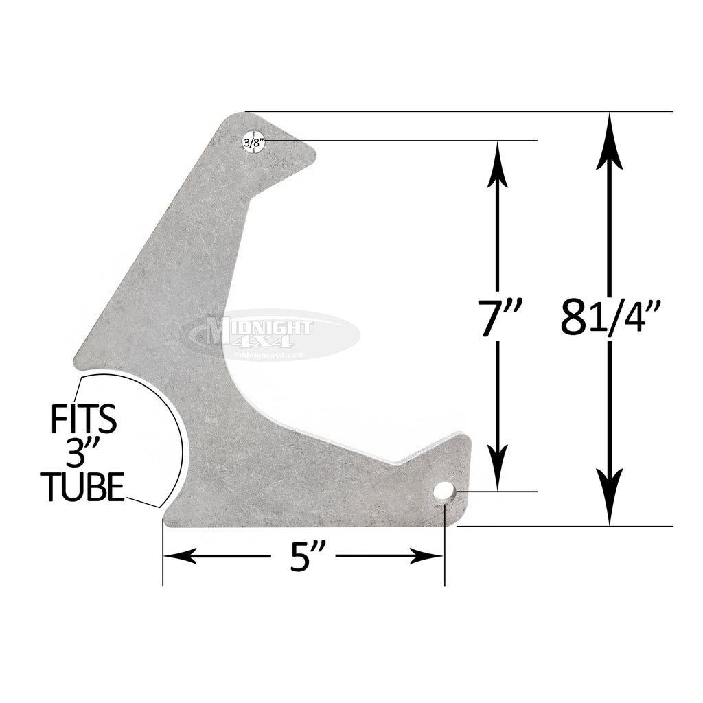 Rear GM style caliper bracket, Camaro style caliper bracket, 3/8" thick, fits 3" tube, Midnight 4x4