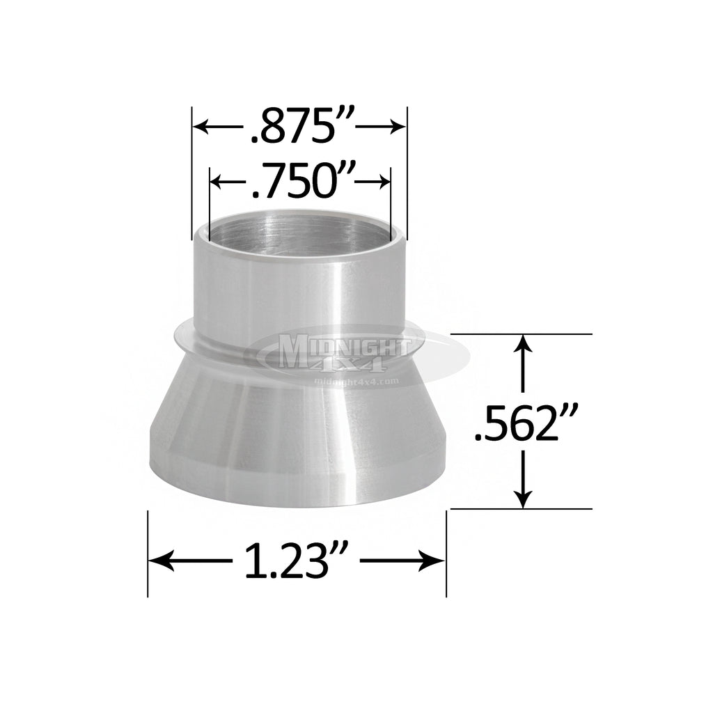 7/8" high misalignment spacer, 2" mount width, 3/4" bolt, heim spacer, hi mis spacer, midnight 4x4