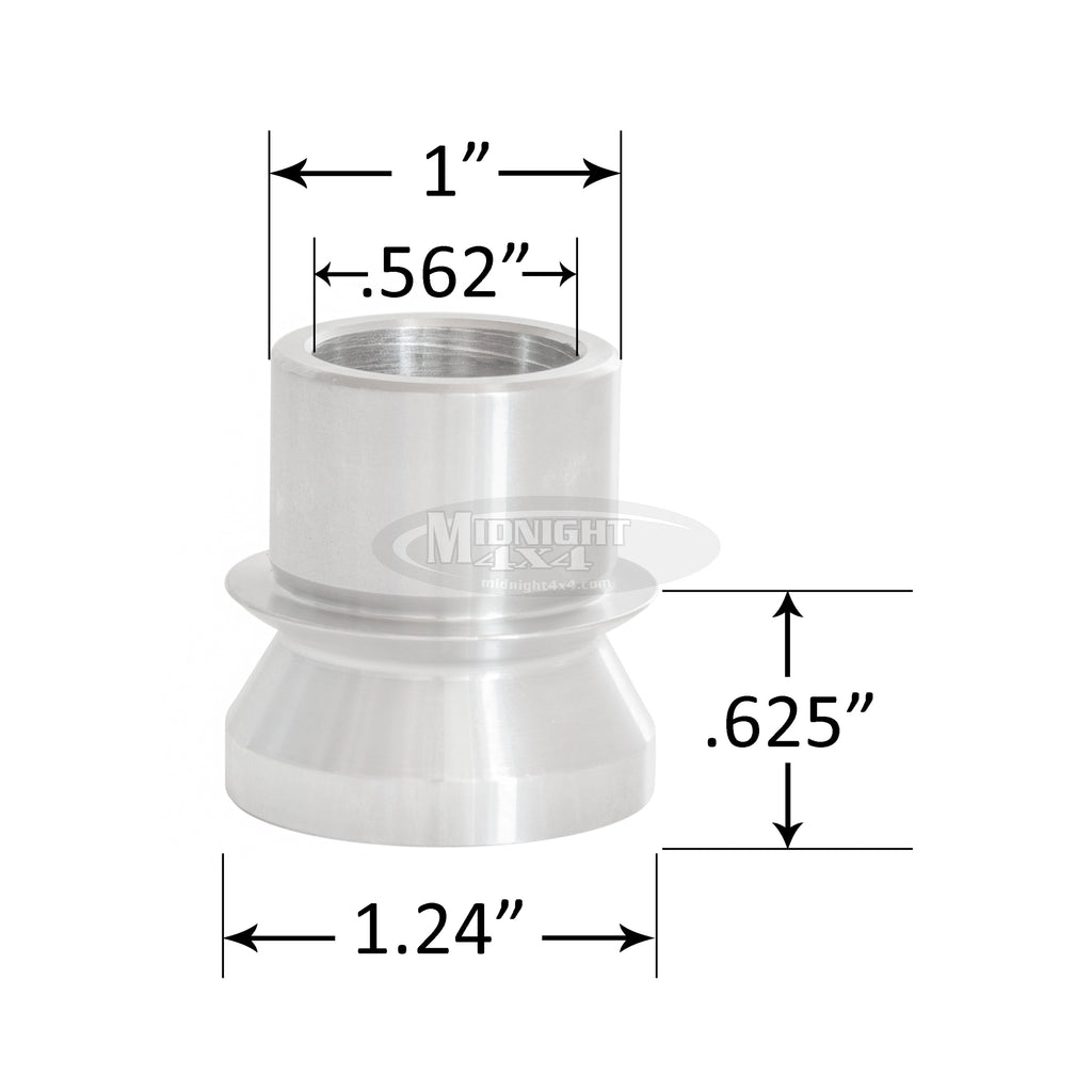 HMS-1/562, 1" High Misalignment Spacer, Fits 9/16" bolt, hi mis spacer, heim spacer, High Mis Spacer, 2-5/8" mount width, midnight 4x4