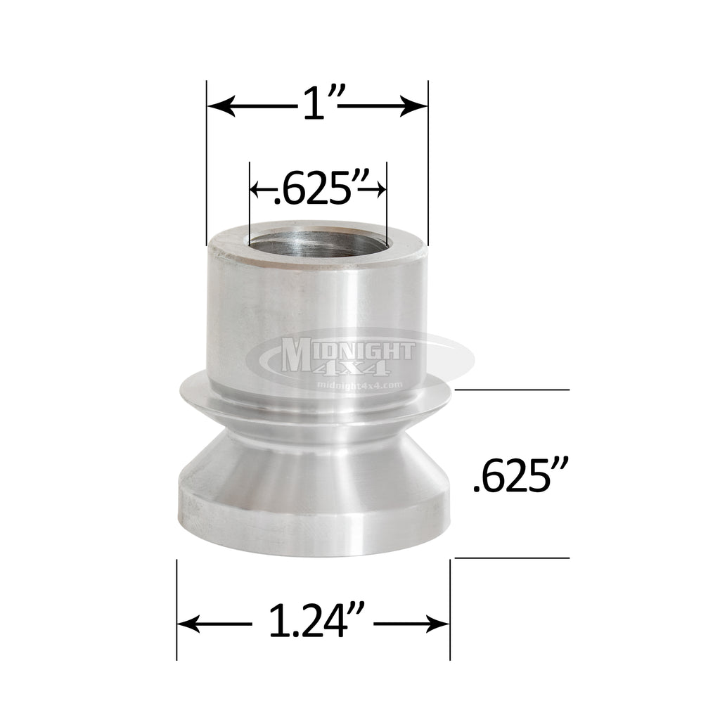 HMS-1/625, 1" High Misalignment Spacer, Fits 5/8" bolt, hi mis spacer, heim spacer, High Mis Spacer, 2-5/8" mount width, midnight 4x4