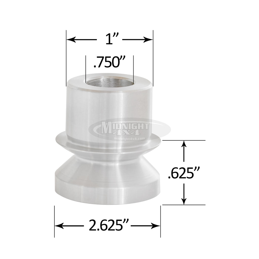 HMS-1/750, 1" High Misalignment Spacer, Fits 3/4" bolt, hi mis spacer, heim spacer, High Mis Spacer, 2-5/8" mount width, midnight 4x4