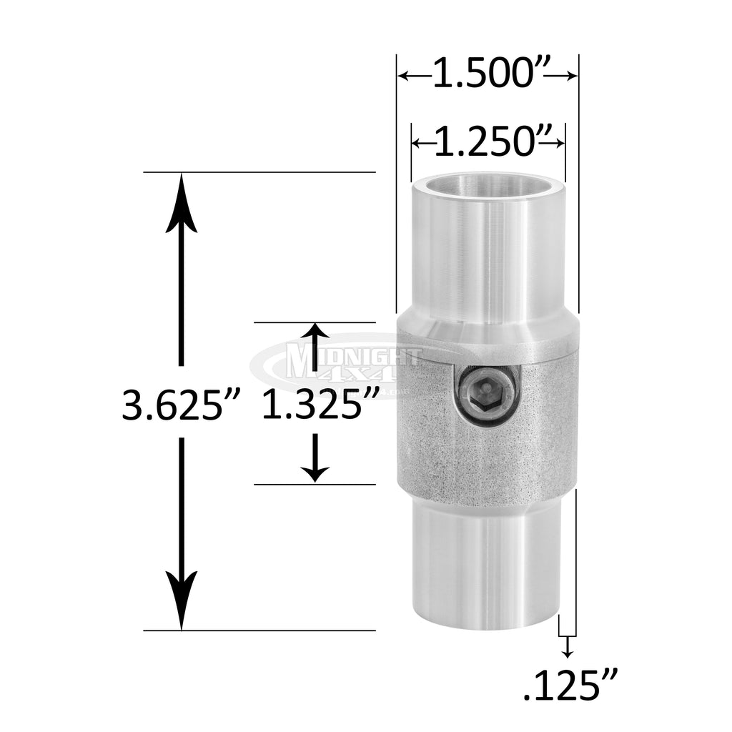 Interlocking Inner Diameter Tube Clamps, ID Tube Clamps, TCI-1500X.120, 1-1/2" ID Tube Clamp, Fits into 1-1/2" x .120 wall tubing, Midnight 4x4