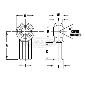 JFX6T, 3-Piece Female Rod End, 3/8" , Midnight 4x4