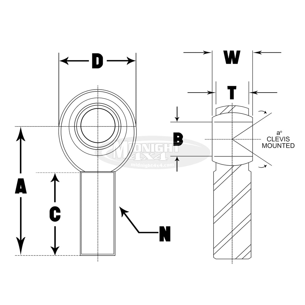 CM12-757, 2-piece, Metal to Metal, Special Bore Size Rod End