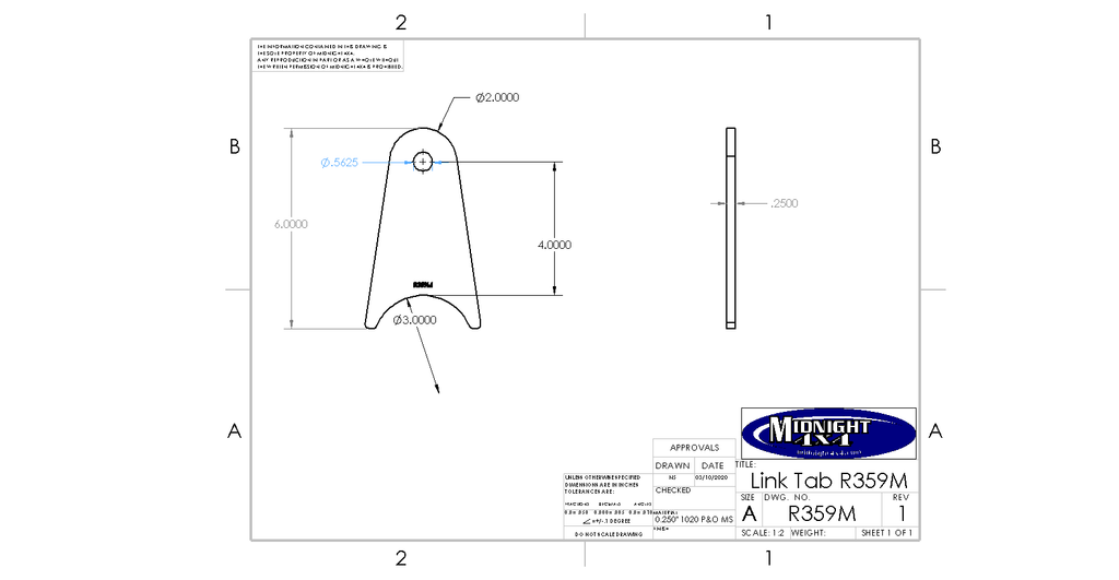 Axle Tab, Axle mount, sway bars, link mounts, limit straps, shocks, 3" axle tube , R359M, 4" tab, 4 inch, 9/16 hole