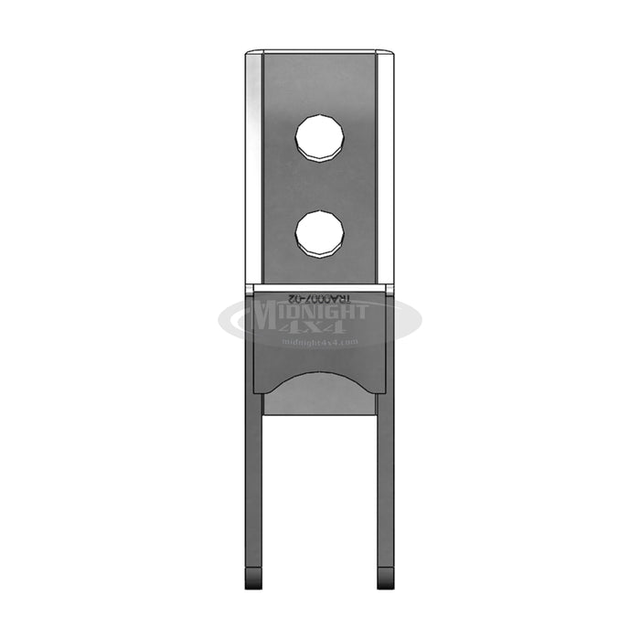 TRA0007, track bar mount, frame outside, front view, midnight 4x4